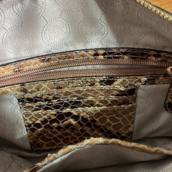 Michael Kors Embossed Leather Crossbody Bag Brown Python Snakeskin - Picture 7 of 13